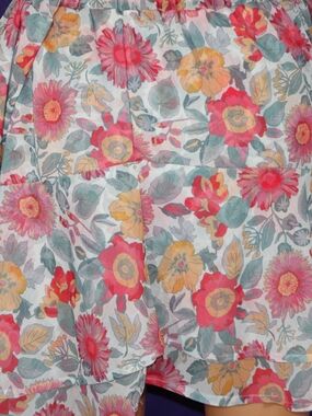 Floral Tiered Mini Skirt in Coral, Yellow & Sage